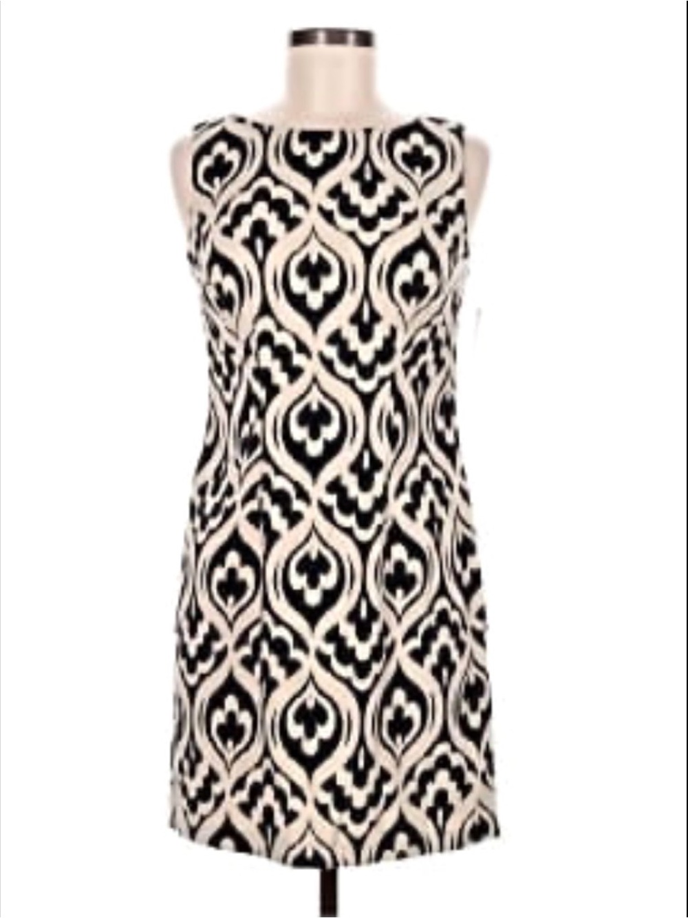 NWT Black & Cream Sleeveless Patterned Shift Dress